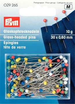 PRYM - Pin glashuvud 30 x 0,60 mm olika färger 10 gram