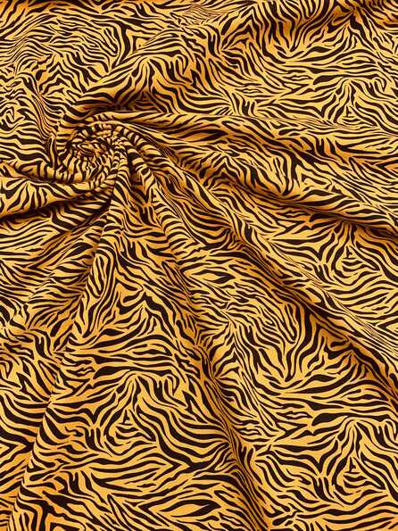 Tiger print, ocra - Trikåtyg