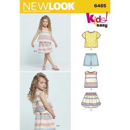 New Look 6465 - Top Kjol Shorts - Flicka