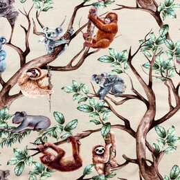 Djur i träd - Trikåtyg
