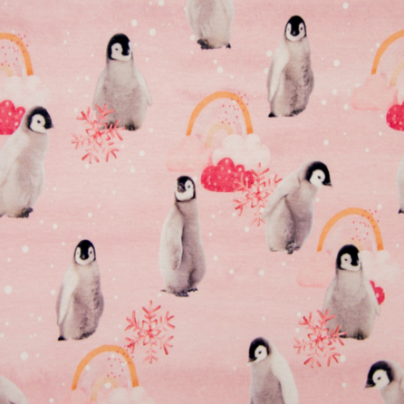 Trikåtyg - Pingviner, rosa