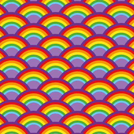 Funky rainbow, lila - Trikåtyg