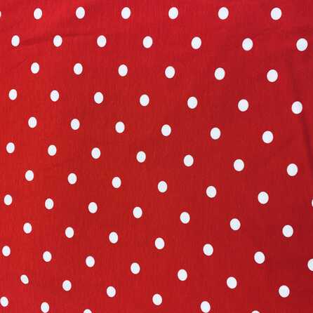 Röd med vita prickar - Trikåtyg