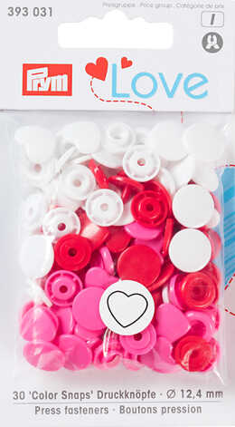 Love Color Snaps röd, vit, rosa & hjärtan mix
